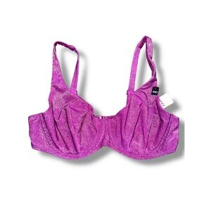 Etam Glitz Lycra Plunge‎ Bra Tropical Splash Purple 40D